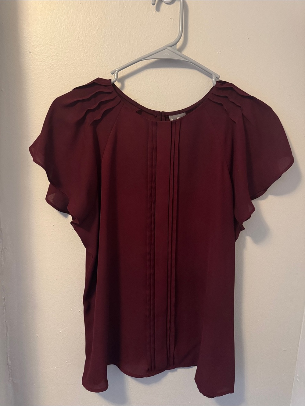 Worthington Burgundy Flutter-Sleeve Blouse